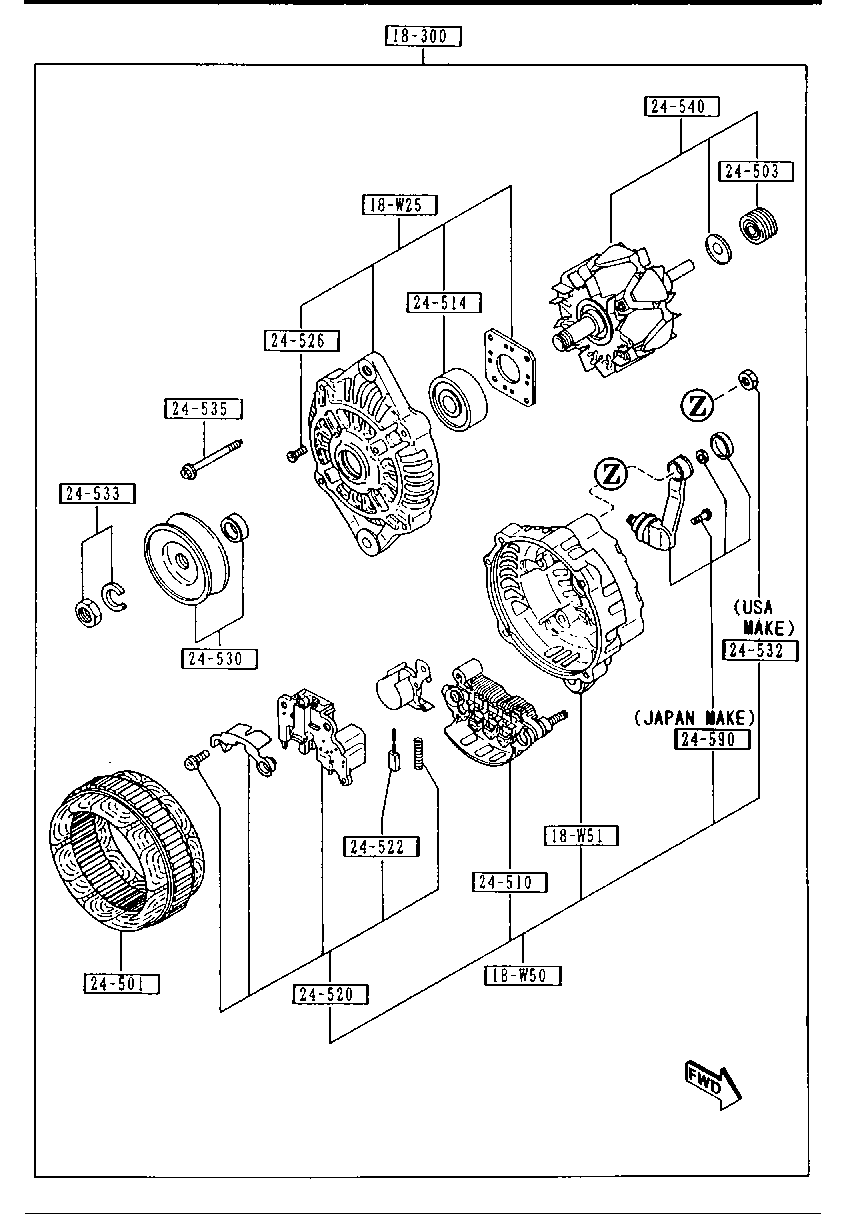 MAZDA FS05-18-300 - Alternator furqanavto.az