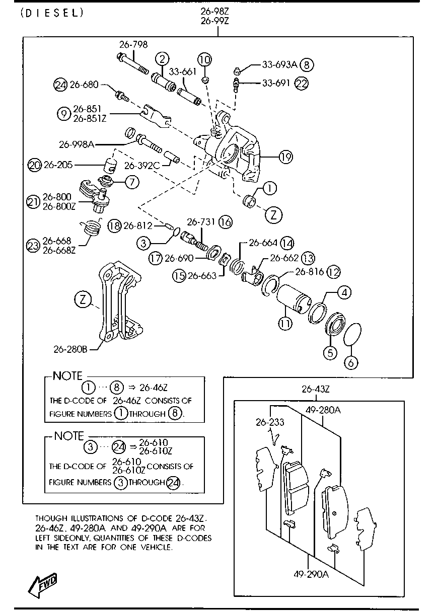 Mitsubishi GEYC-26-43ZA - Əyləc altlığı dəsti, əyləc diski furqanavto.az