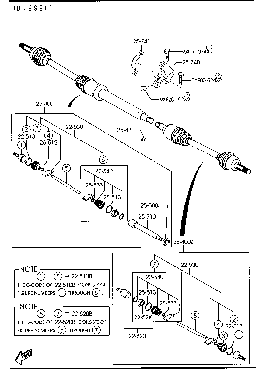 MAZDA Y402-25-600 - Birləşmə dəsti, ötürücü val furqanavto.az