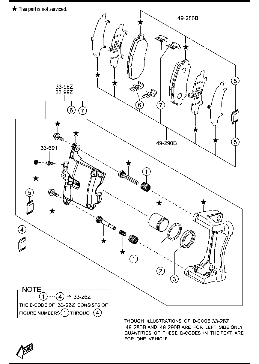 MAZDA B4Y0-33-98ZB - Əyləc kaliperi furqanavto.az