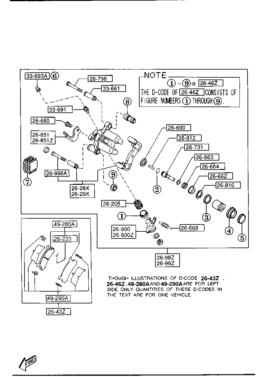 Mitsubishi B4Y1-26-49Z - Əyləc altlığı dəsti, əyləc diski furqanavto.az