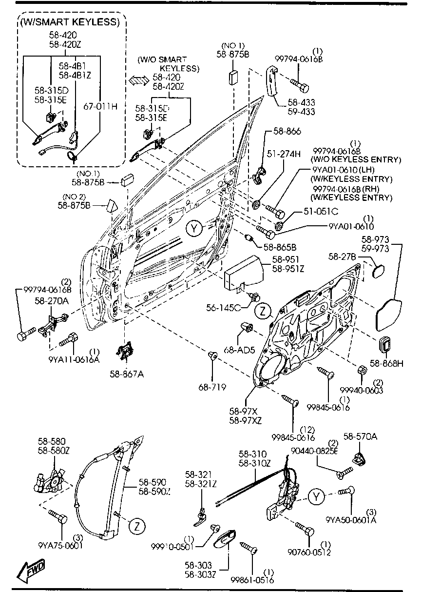 MAZDA GJ6A-58-590G - Pəncərə tənzimləyicisi furqanavto.az