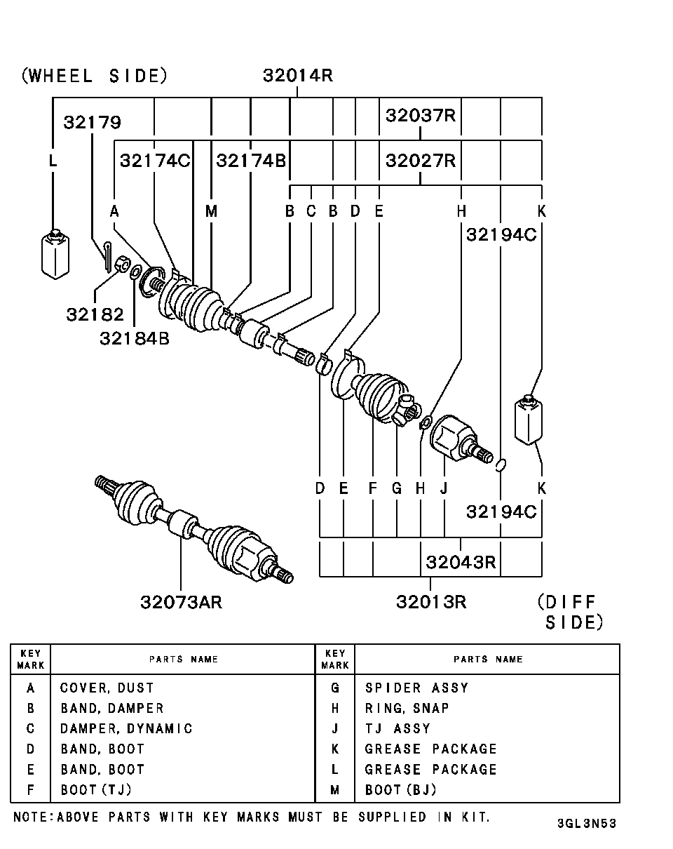 Mitsubishi MB837184 - Birləşmə dəsti, ötürücü val furqanavto.az