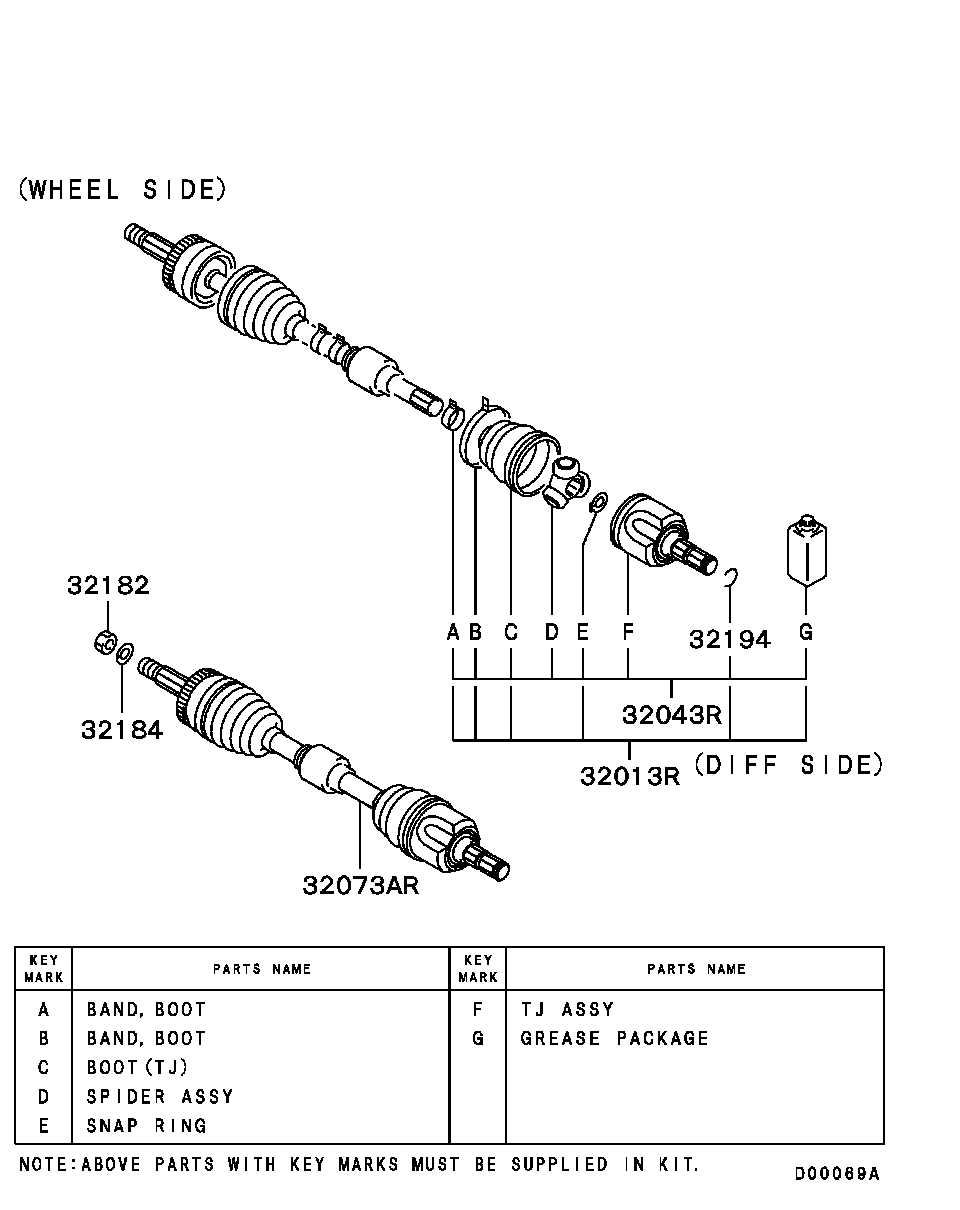 Mitsubishi MR953746 - Birləşmə dəsti, ötürücü val furqanavto.az