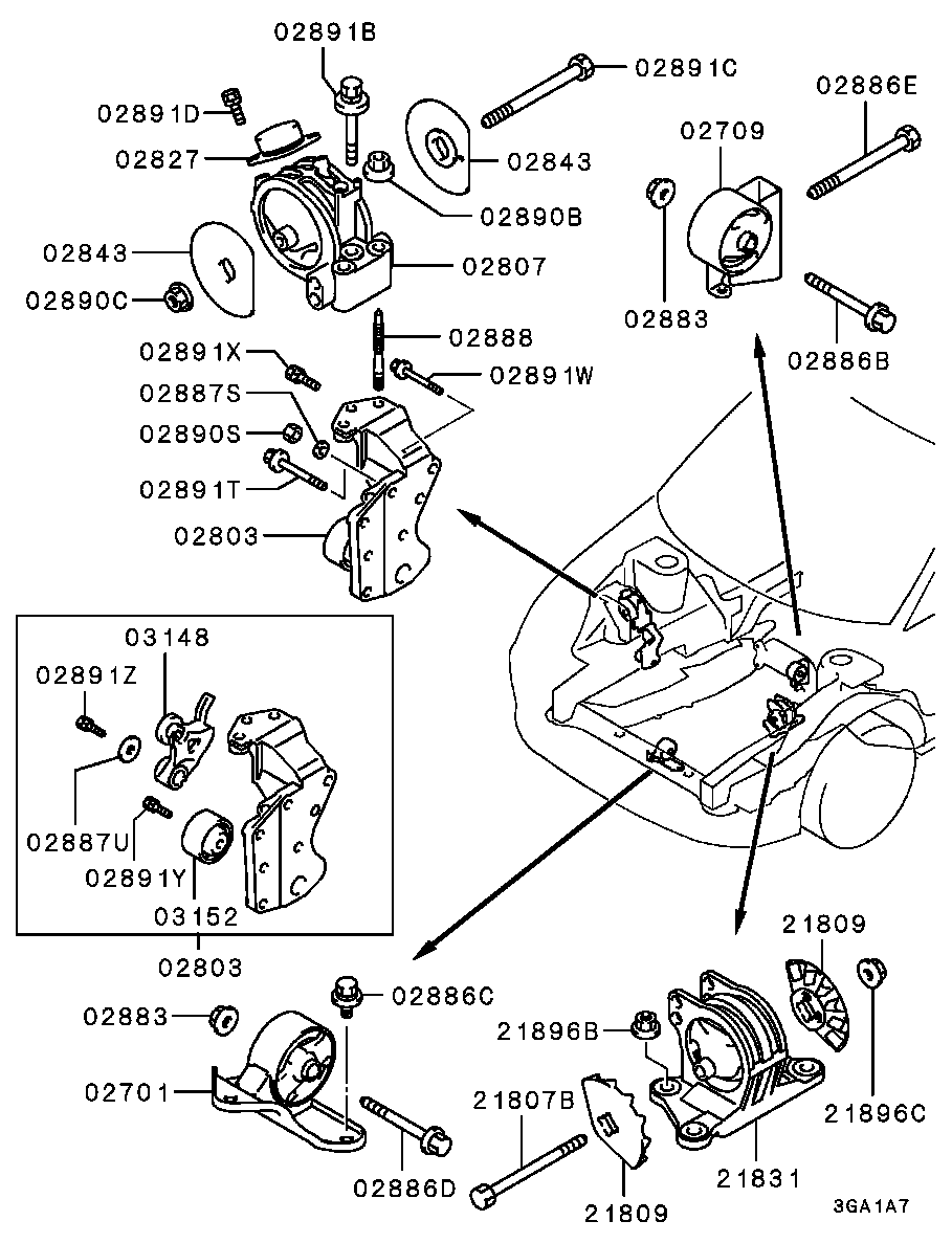 Mitsubishi MR316651 - Tutacaq, mühərrik montajı furqanavto.az