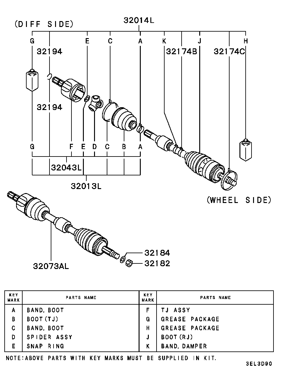 Mitsubishi MR567159 - Birləşmə dəsti, ötürücü val furqanavto.az