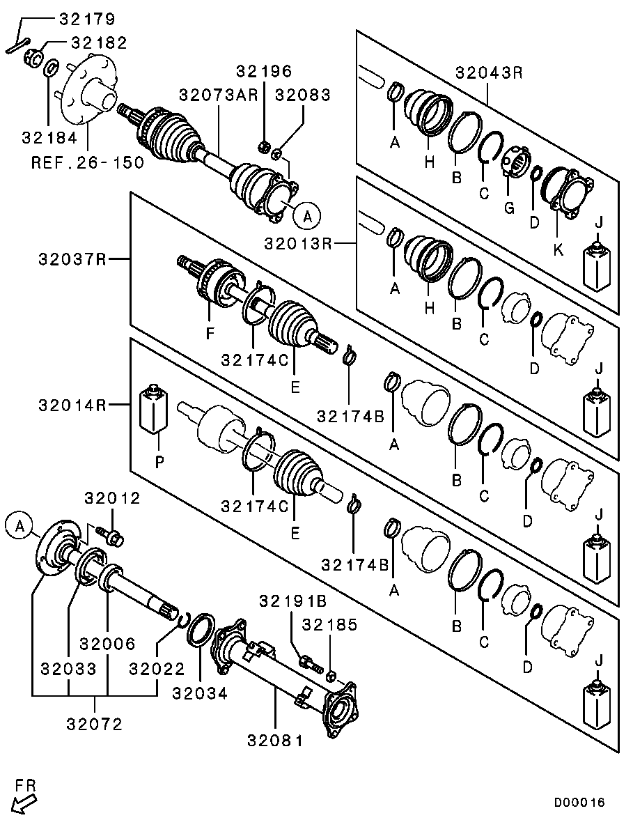 Mitsubishi 3815A184 - Birləşmə dəsti, ötürücü val furqanavto.az