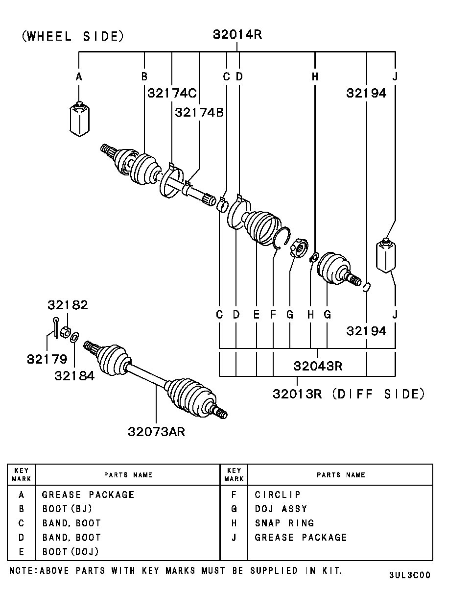 Mitsubishi MR470226 - Birləşmə dəsti, ötürücü val furqanavto.az