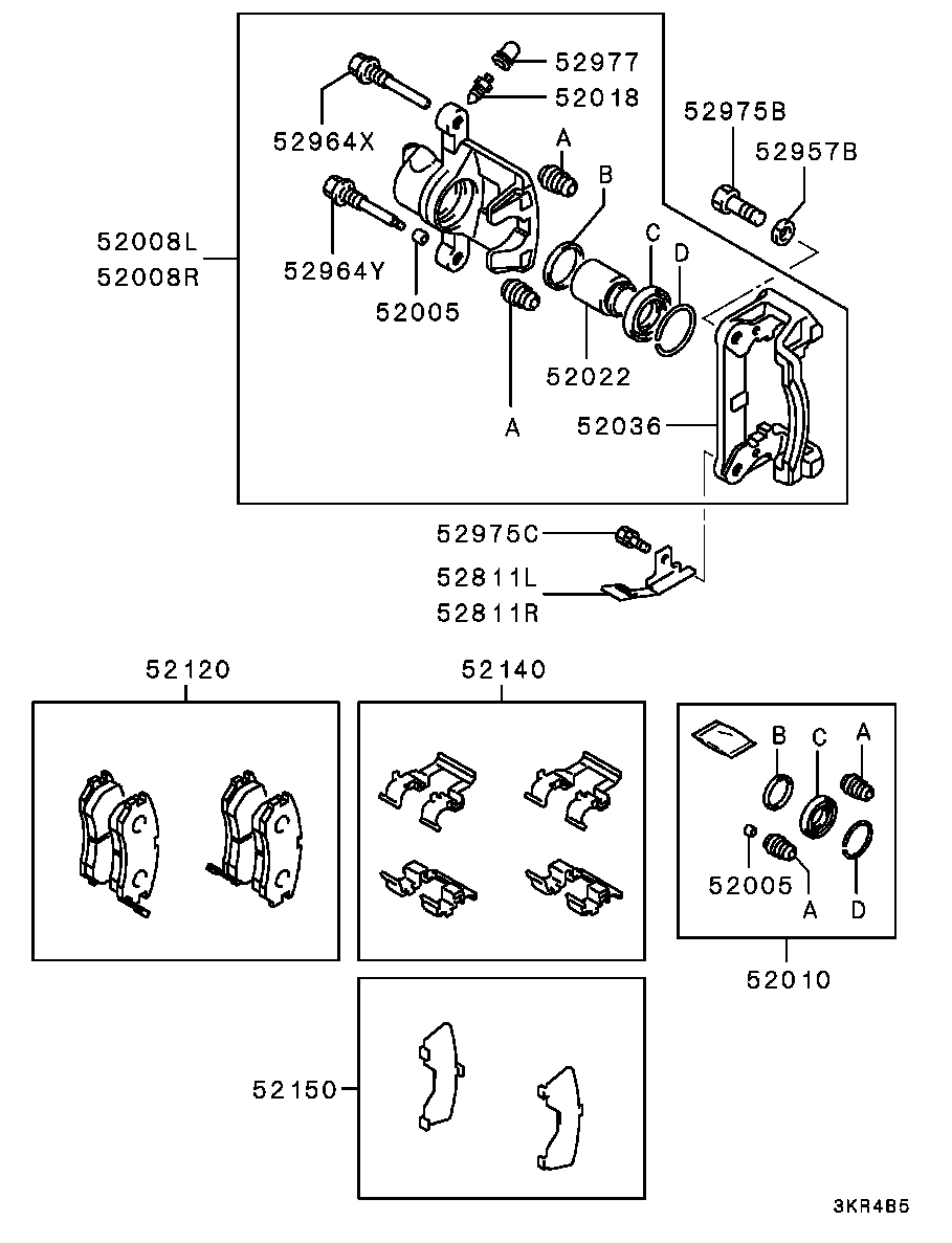 Mitsubishi MR389571 - Əyləc altlığı dəsti, əyləc diski furqanavto.az