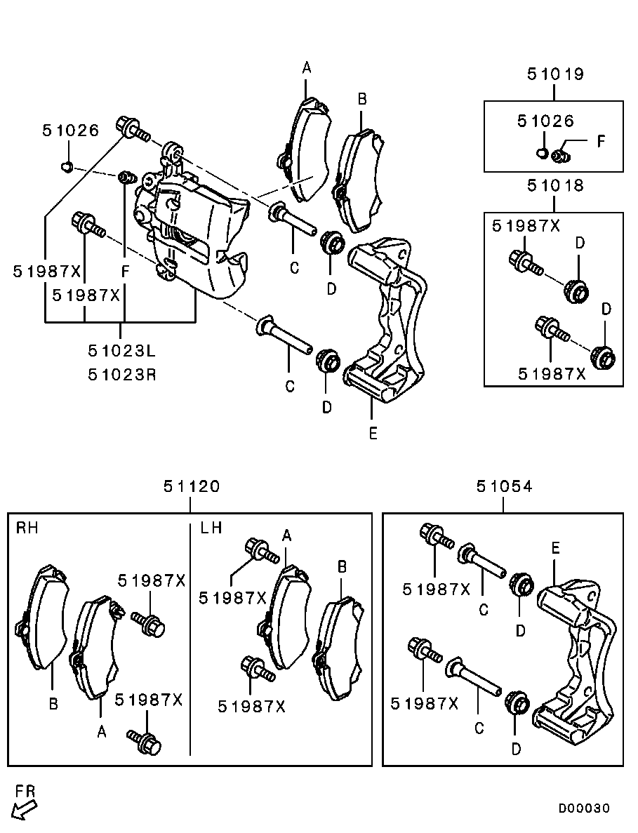 Mitsubishi MR977117 - Əyləc altlığı dəsti, əyləc diski furqanavto.az