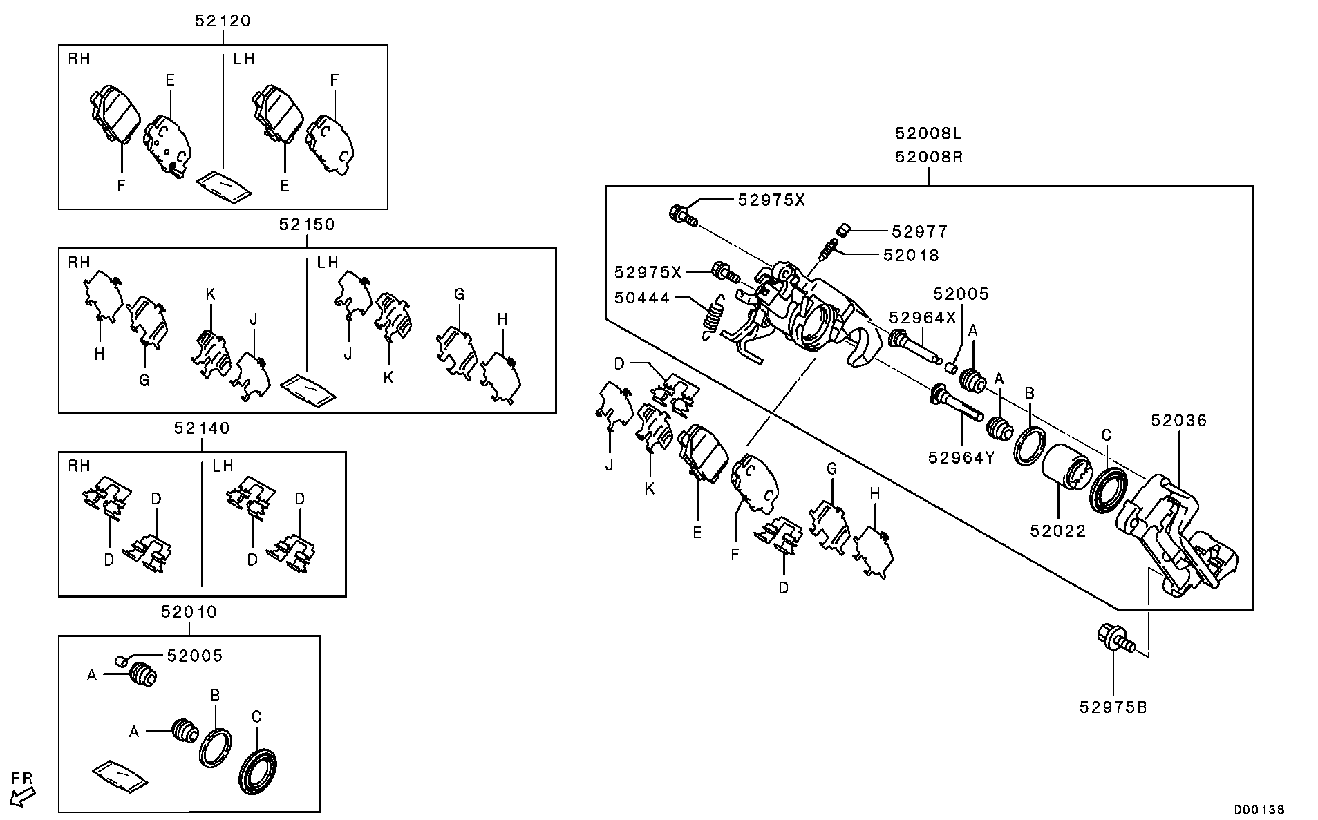 Mitsubishi 4605B070 - Əyləc altlığı dəsti, əyləc diski furqanavto.az