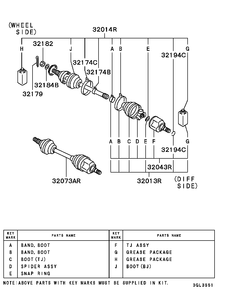 Mitsubishi MR196872 - Birləşmə dəsti, ötürücü val furqanavto.az