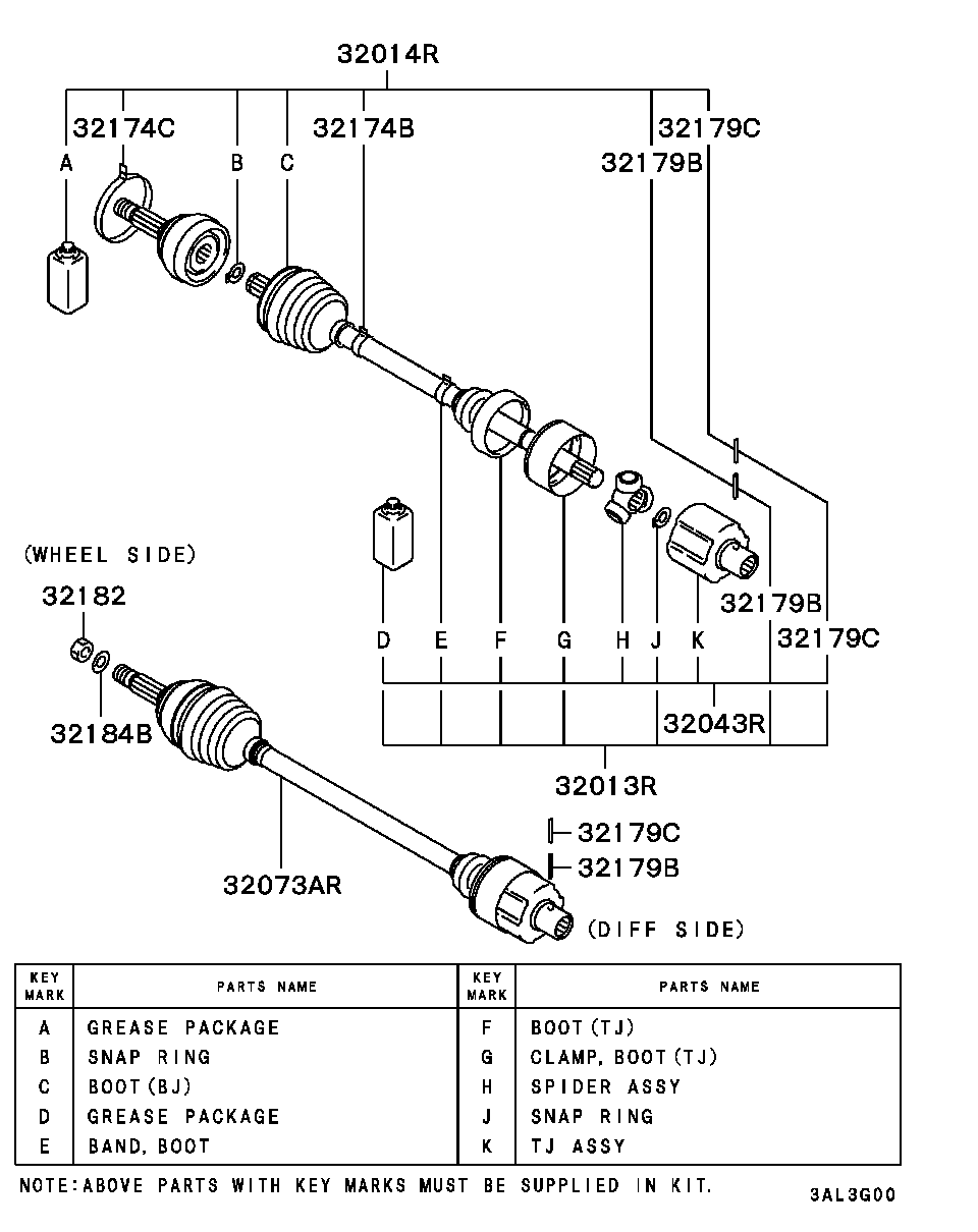 Mitsubishi MR911574 - Birləşmə dəsti, ötürücü val furqanavto.az