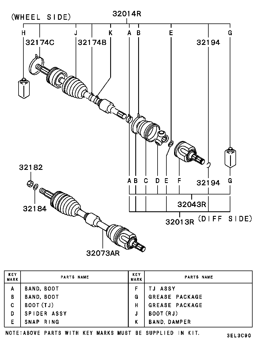 Mitsubishi MR580378 - Birləşmə dəsti, ötürücü val furqanavto.az