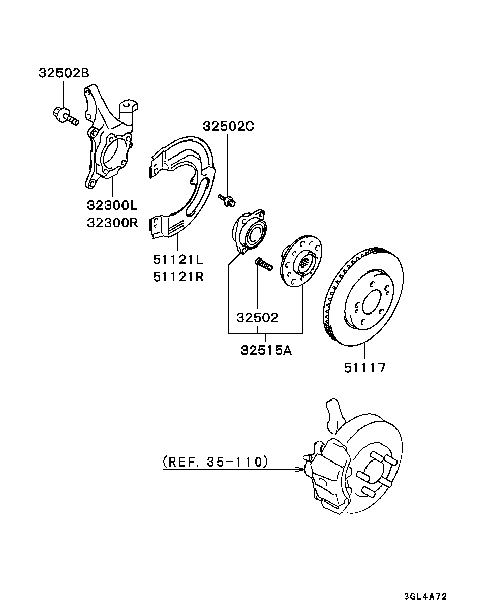 Mitsubishi MR334386 - Təkər qovşağı, podşipnik dəsti furqanavto.az