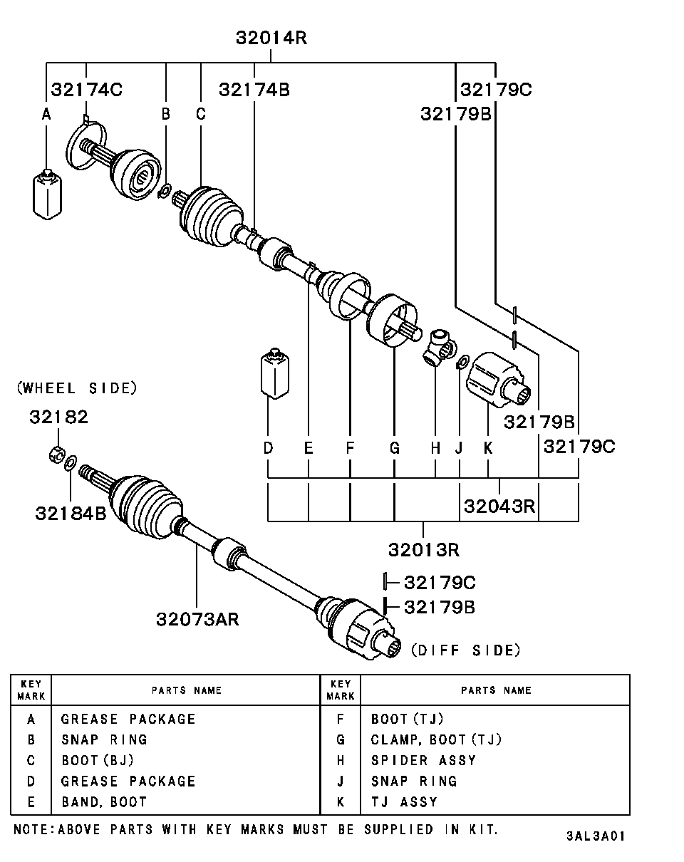 Mitsubishi MR111366 - Birləşmə dəsti, ötürücü val furqanavto.az