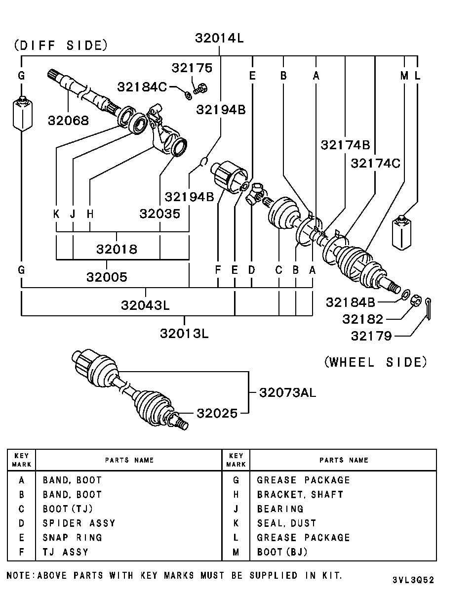 Mitsubishi MB837433 - Birləşmə dəsti, ötürücü val furqanavto.az