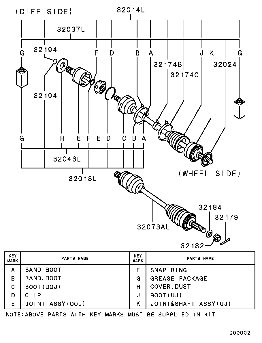 Mitsubishi MR453383 - Birləşmə dəsti, ötürücü val furqanavto.az