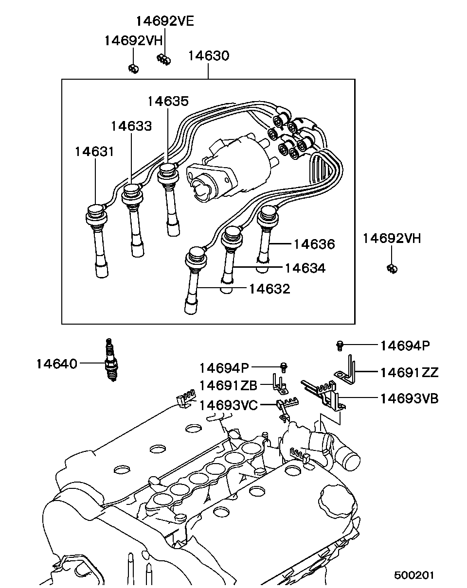 Mitsubishi MD332110 - Alovlanma kabeli dəsti furqanavto.az