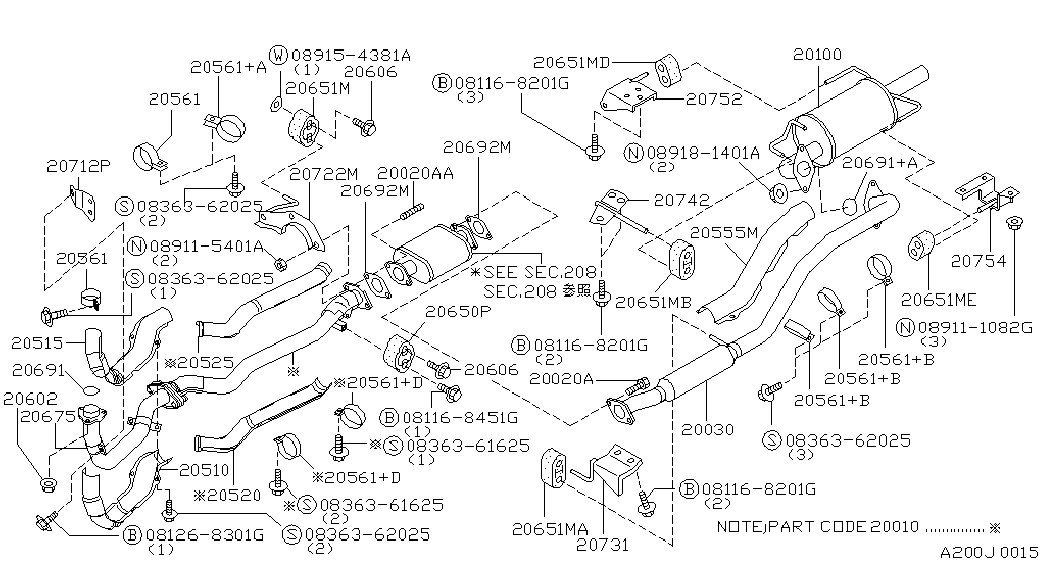 NISSAN 2060201M00 - Qoz, egzoz manifoldu furqanavto.az