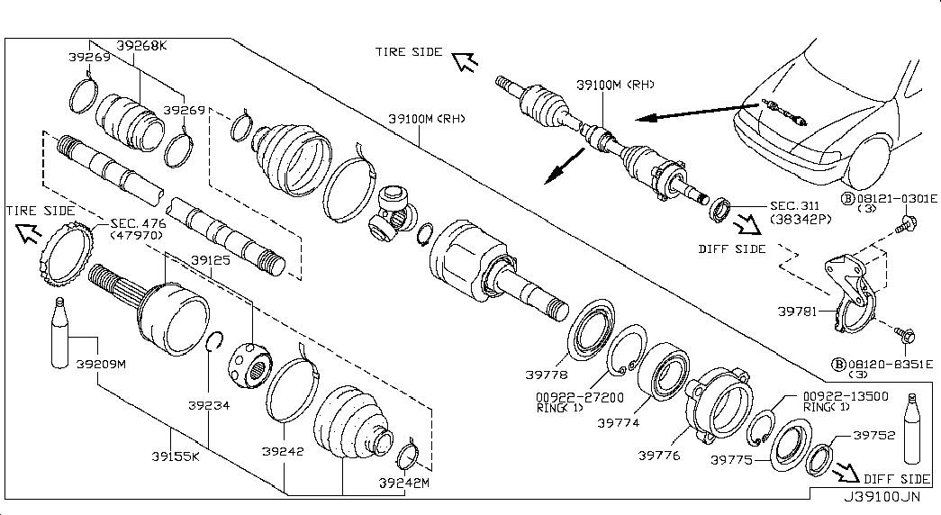 NISSAN 39211-2Y070 - Birləşmə dəsti, ötürücü val furqanavto.az