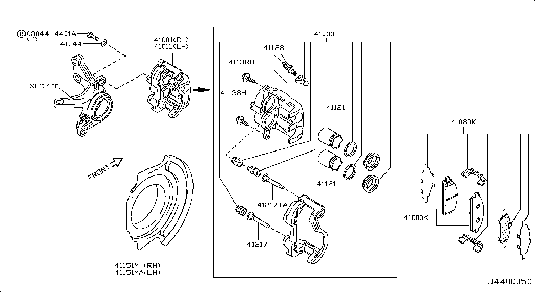 NISSAN 410608H386 - Əyləc altlığı dəsti, əyləc diski furqanavto.az