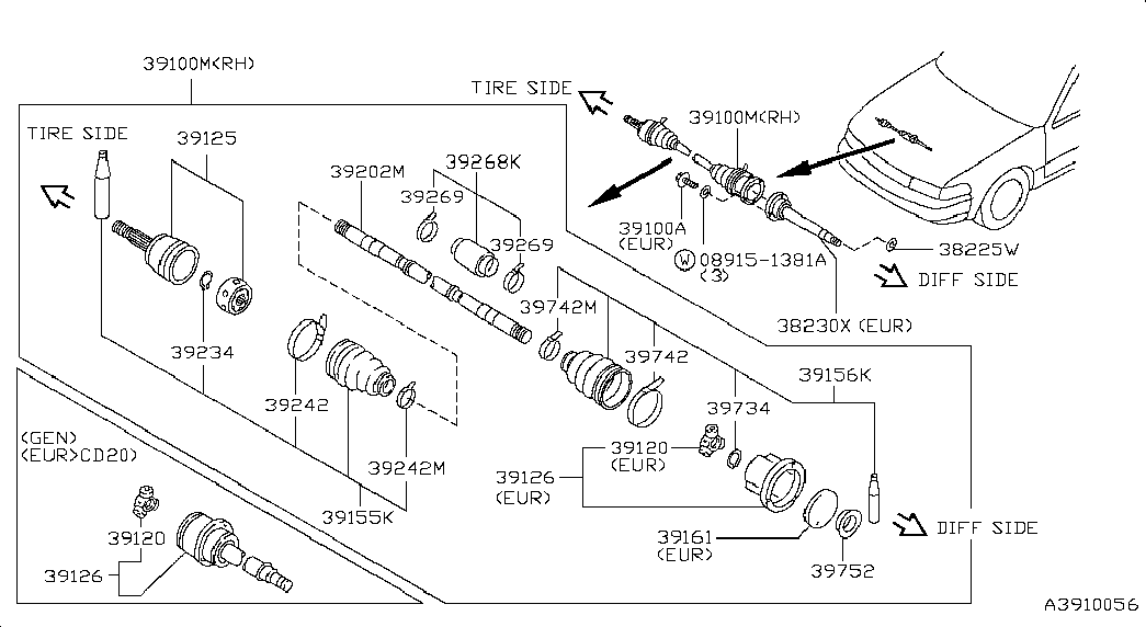 NISSAN 39211-50Y00 - Birləşmə dəsti, ötürücü val furqanavto.az