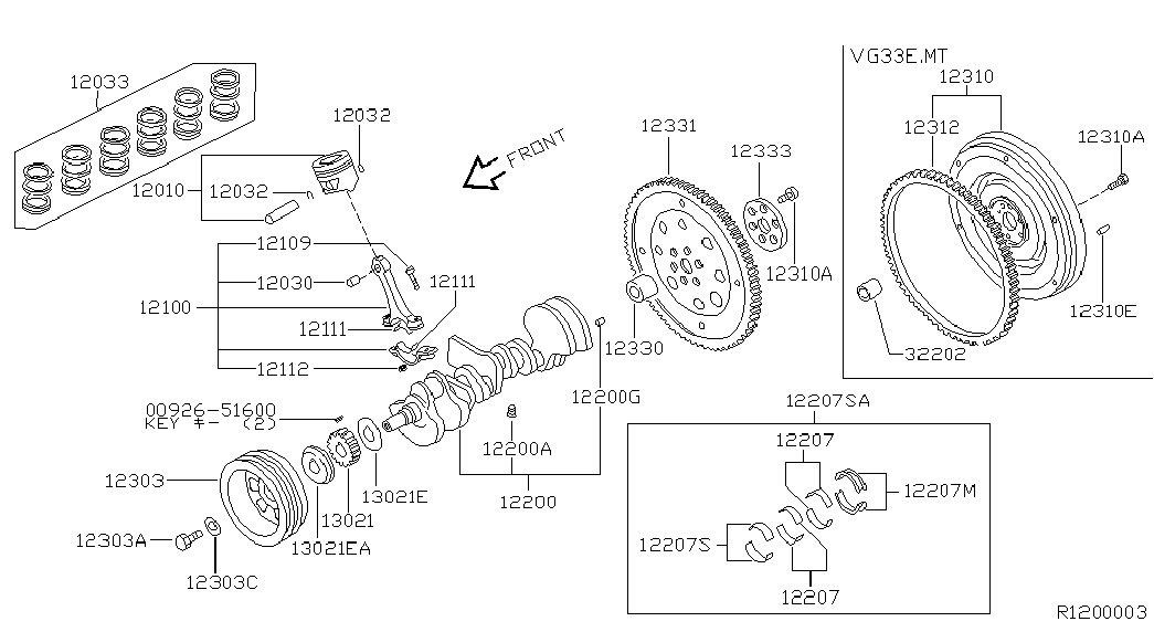 NISSAN 12111-02P00 - Böyük Ucu rulmanlar furqanavto.az