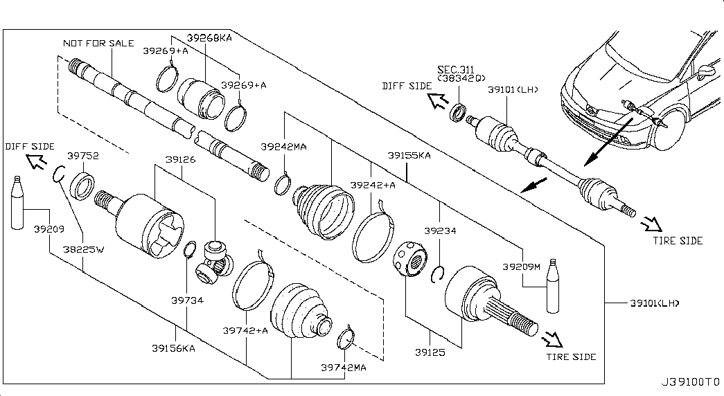 NISSAN 39741-3U026 - Körük, sürücü val furqanavto.az