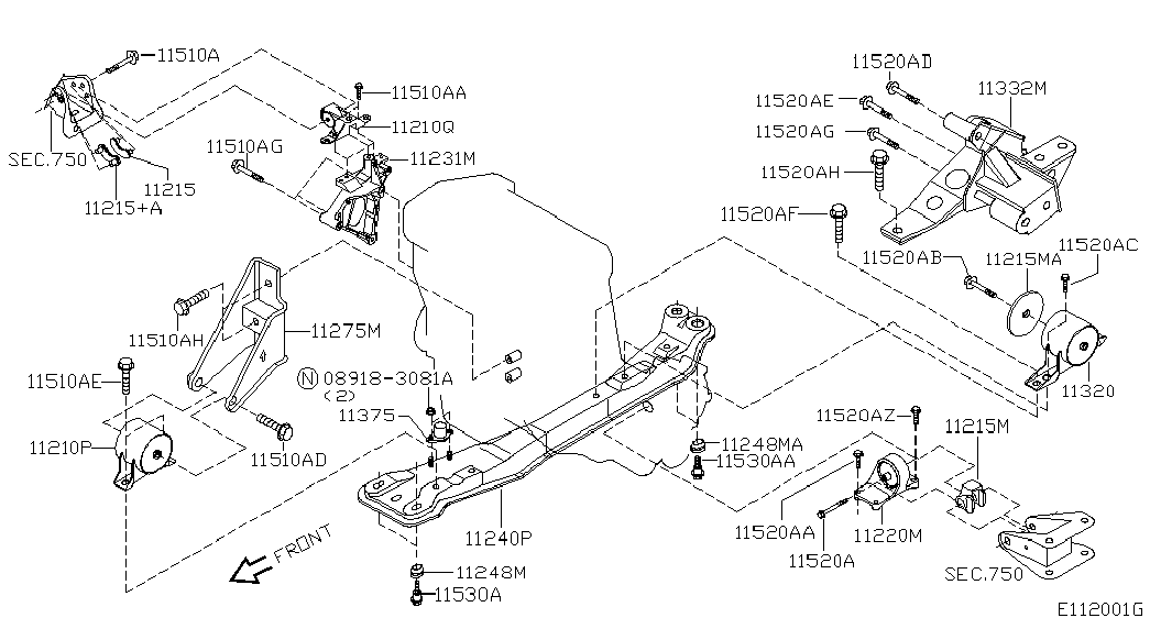 NISSAN 11270BN310 - Tutacaq, mühərrik montajı furqanavto.az