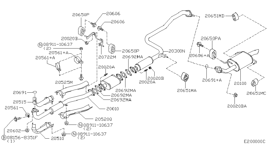 NISSAN 20692-53F00 - Conta, egzoz borusu furqanavto.az