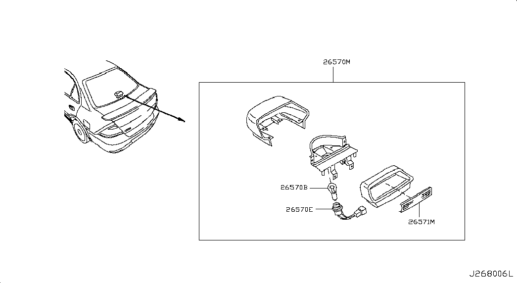 NISSAN 2626195F0J - Lampa, köməkçi stop işığı furqanavto.az