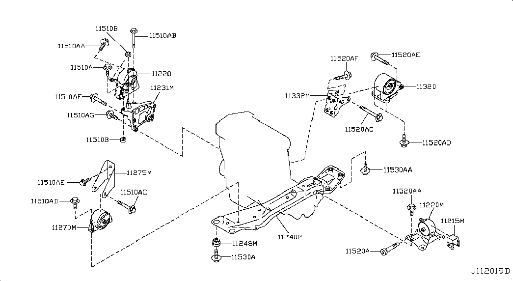 NISSAN 112708H310 - Tutacaq, mühərrik montajı furqanavto.az