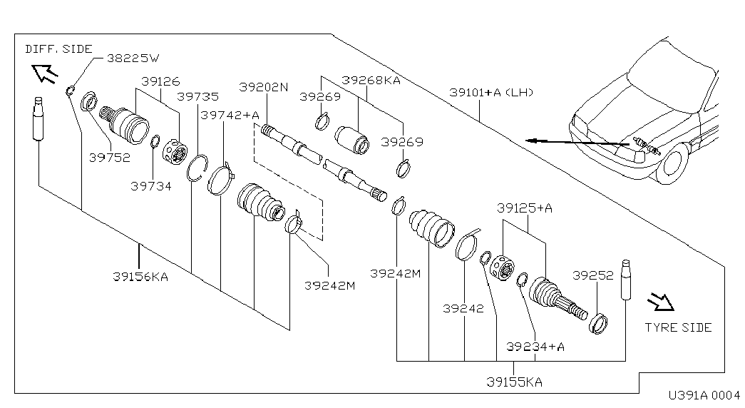 NISSAN 39101-72J15 - Birləşmə dəsti, ötürücü val furqanavto.az