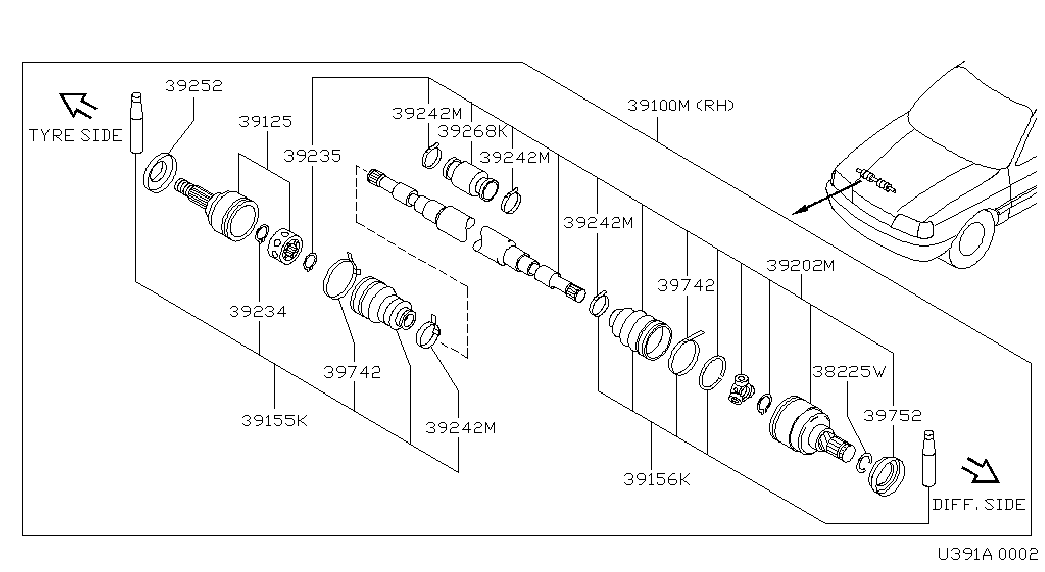 NISSAN 3920472J25 - Birləşmə dəsti, ötürücü val furqanavto.az