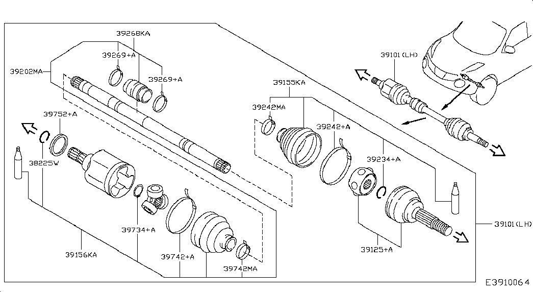 NISSAN 39101-1KA0B - Birləşmə dəsti, ötürücü val furqanavto.az