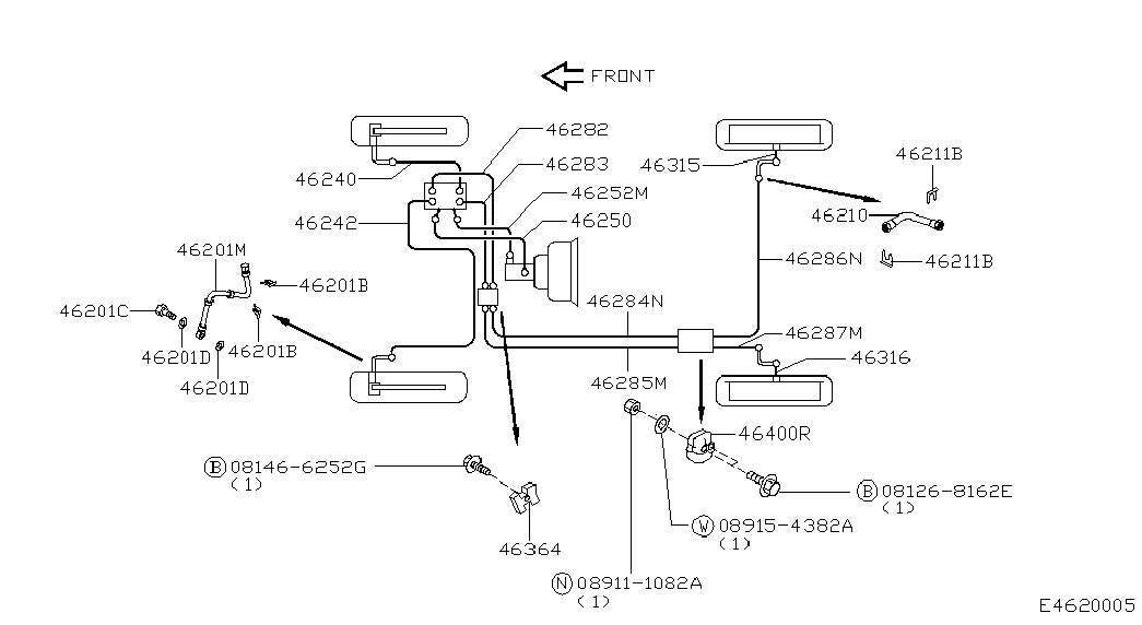 NISSAN 462145F001 - Əyləc şlanqı furqanavto.az