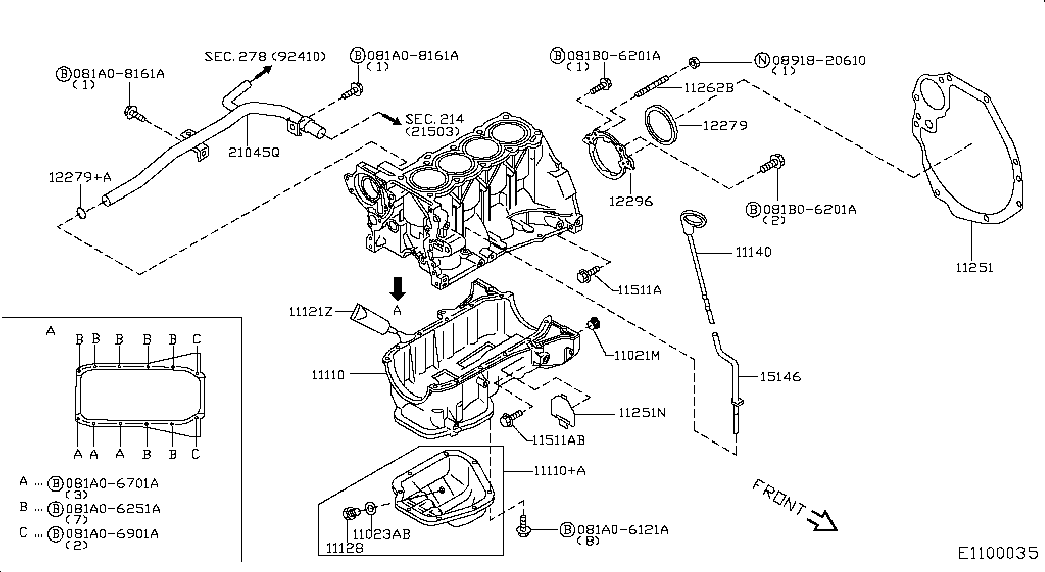 NISSAN 11128-BX00A - Möhürləyici tıxac, yağ çəni furqanavto.az