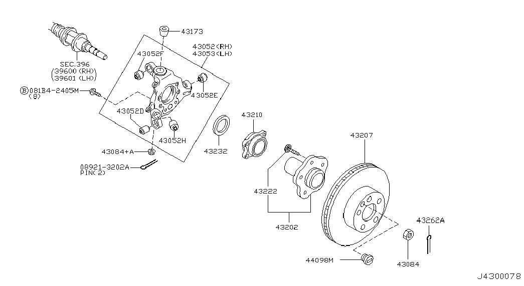 NISSAN 43202-AG000 - Təkər qovşağı, podşipnik dəsti furqanavto.az