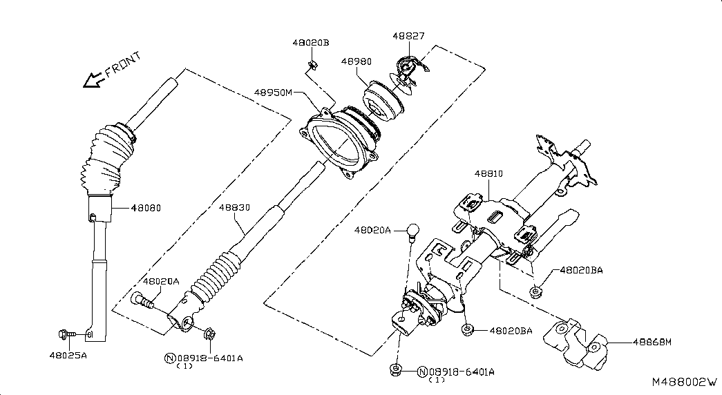 NISSAN 48080-4KD0A - Birləşmə, sükan mili furqanavto.az