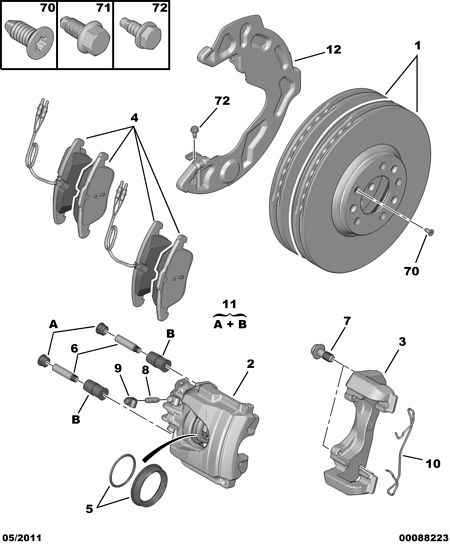 PEUGEOT (DF-PSA) 16 101 037 80 - Əyləc altlığı dəsti, əyləc diski furqanavto.az