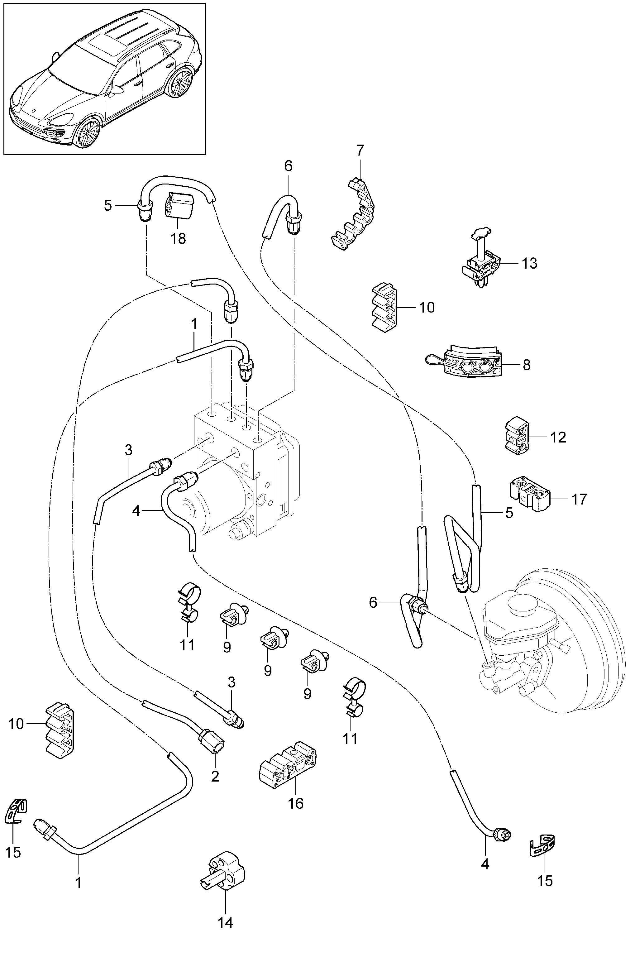 Porsche 955 355 325 00 - Saxlama braketi, əyləc şlanqı furqanavto.az