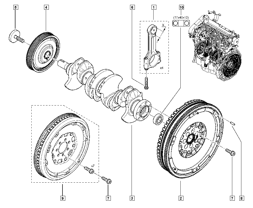 RENAULT 7703102139 - Mərkəzləmə boltu, krank mili kasnağı furqanavto.az