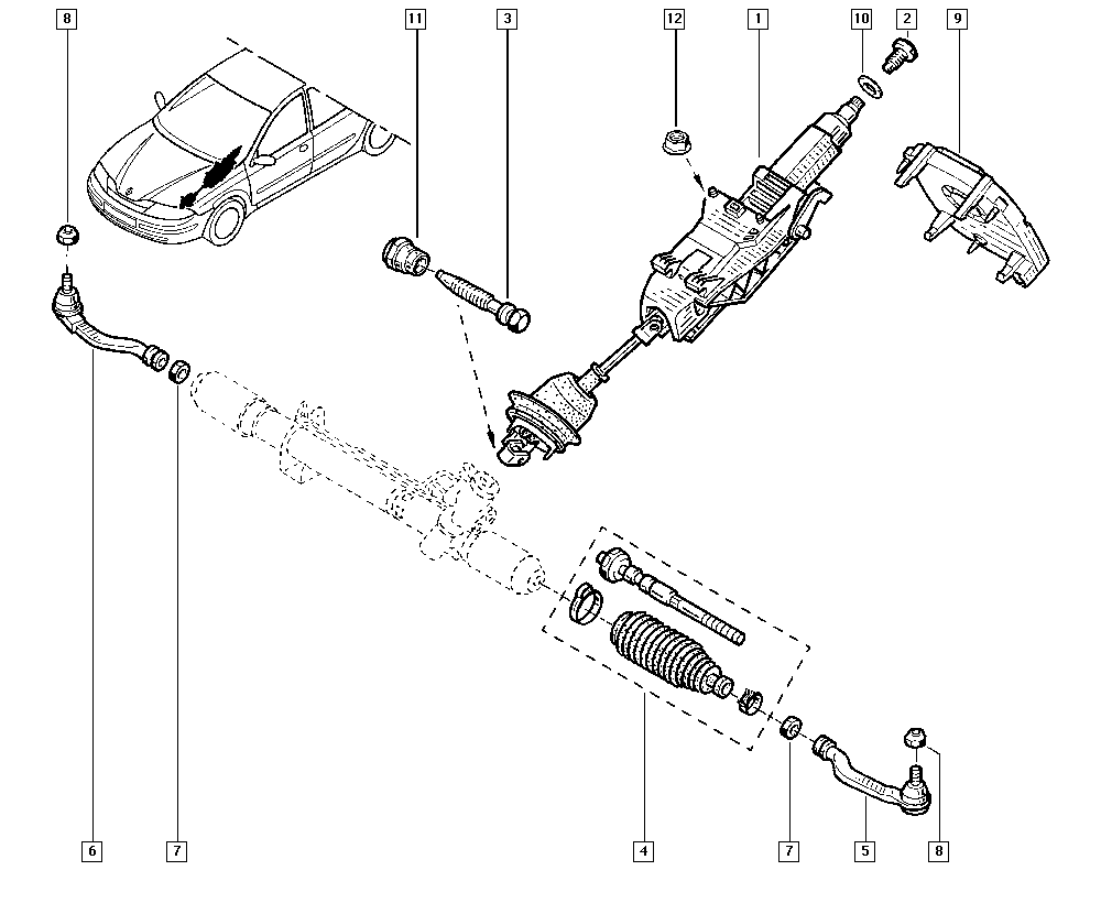 NISSAN 7701478551 - Daxili Bağlama Çubuğu, Ox Birləşməsi furqanavto.az