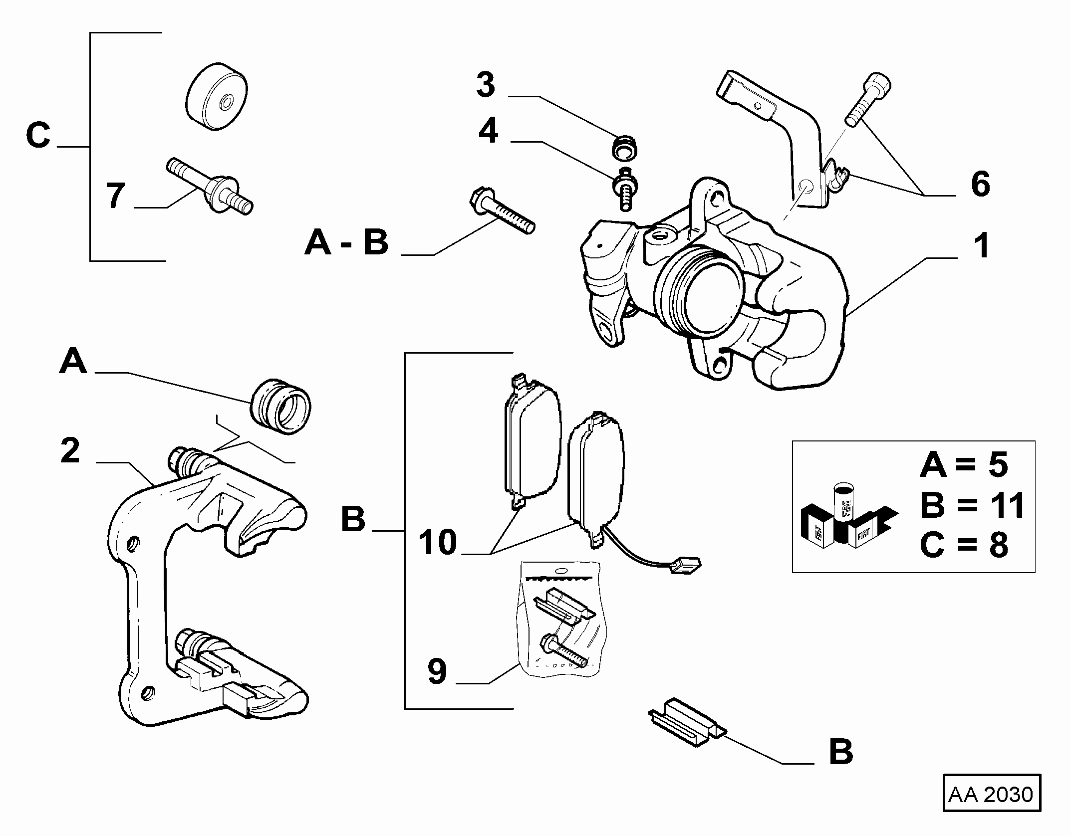 Alfarome/Fiat/Lanci 77364524 - Bələdçi Bolt, əyləc kaliperi furqanavto.az