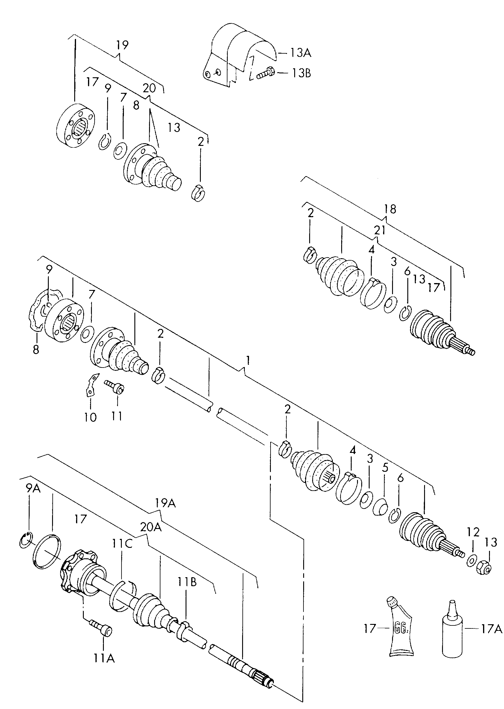 VW 171 498 103 D - Birləşmə dəsti, ötürücü val furqanavto.az