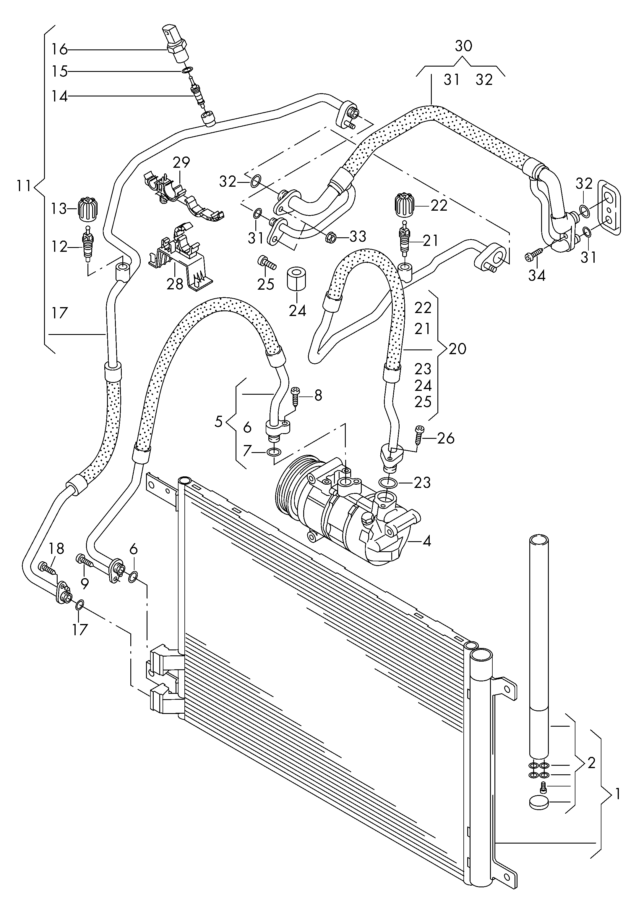 Volvo 5Q0816411AH - A/C condenser with fluid reservoir furqanavto.az