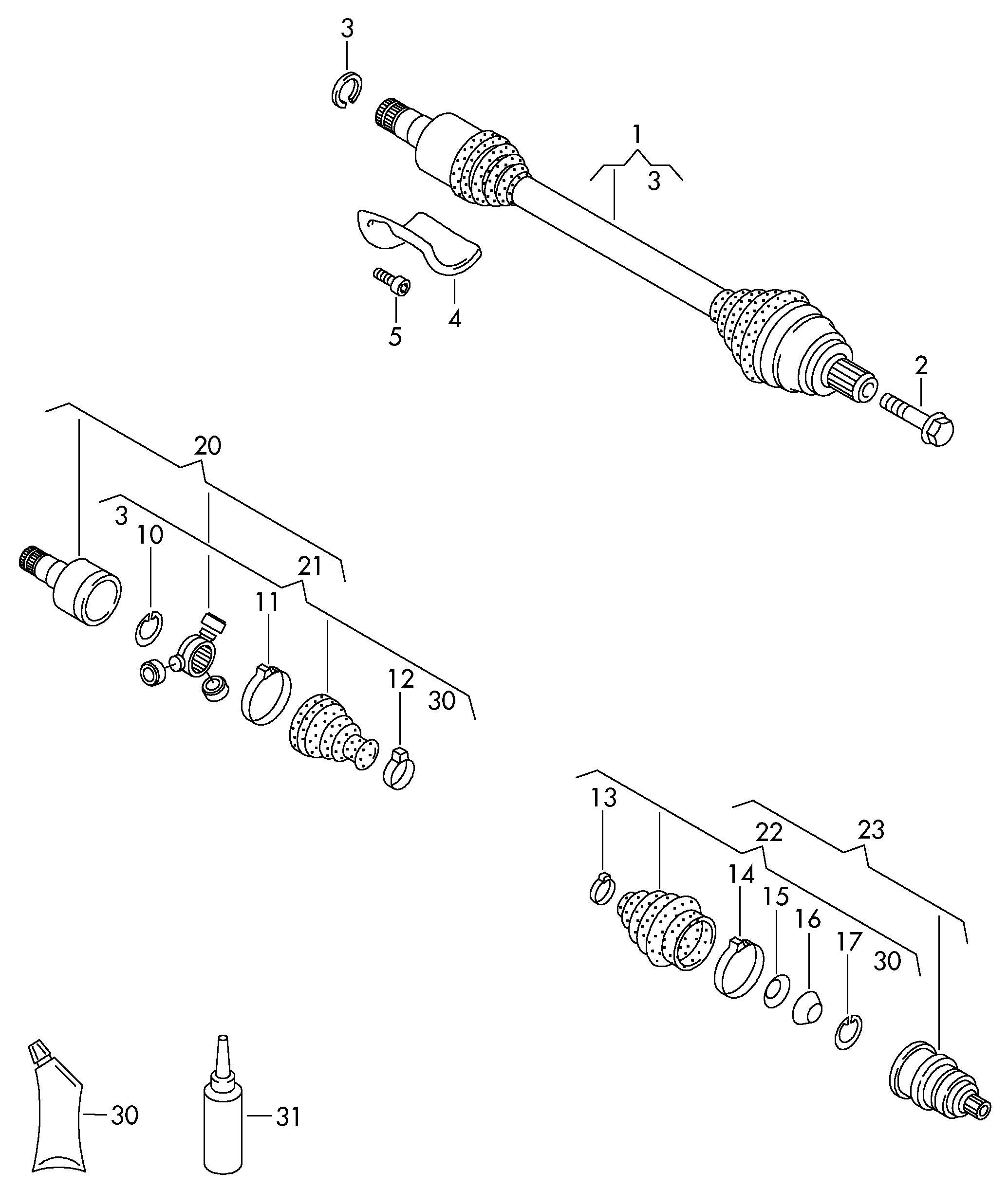 VW 6QD 498 099 - Birləşmə dəsti, ötürücü val furqanavto.az