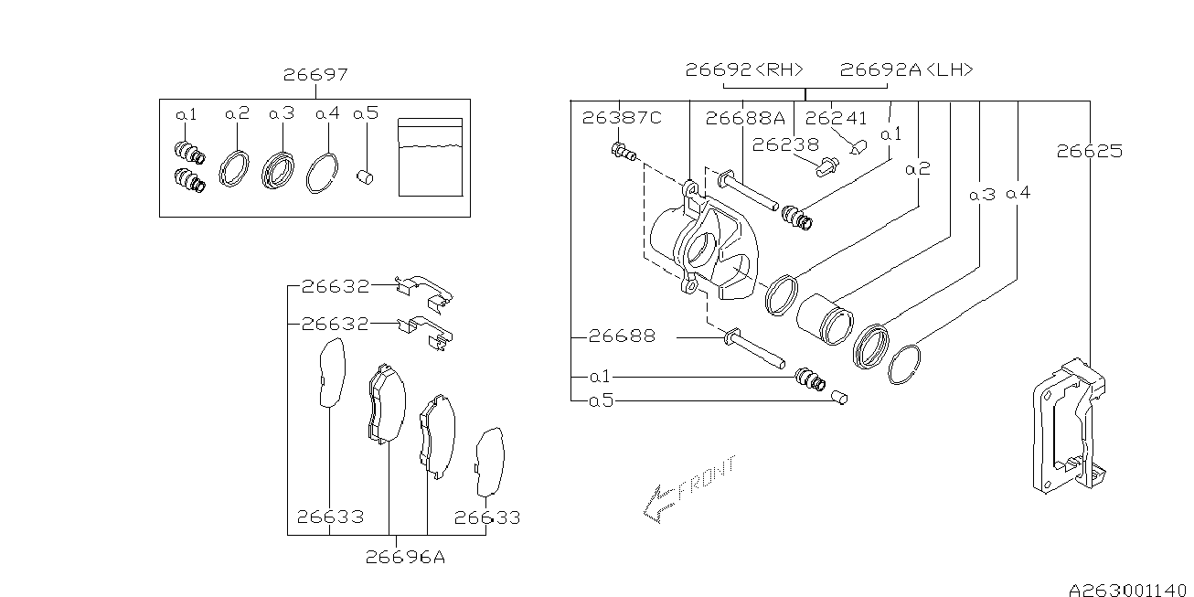 Subaru 26696AE020 - Əyləc altlığı dəsti, əyləc diski furqanavto.az