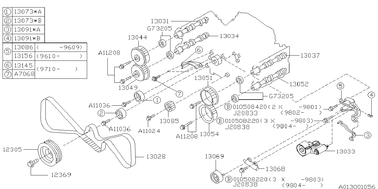 Subaru 13085-AA010 - Yönləndirmə / Bələdçi kasnağı, vaxt kəməri furqanavto.az